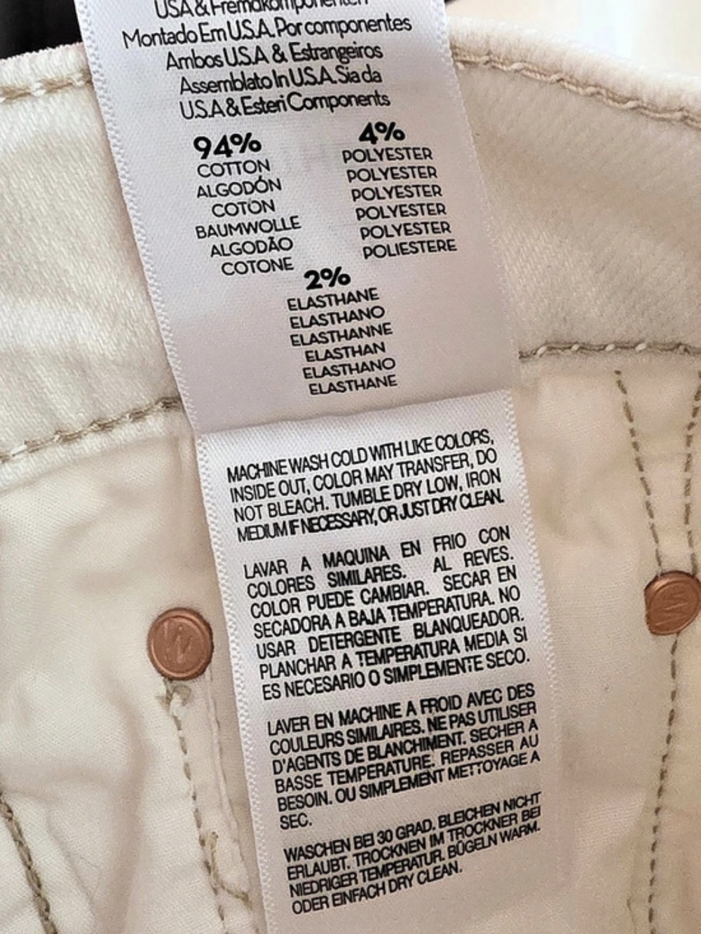 MOTHER The Insider Crop Step Fray Jeans Cream Puff High Rise Size 24 - Picture 11 of 12